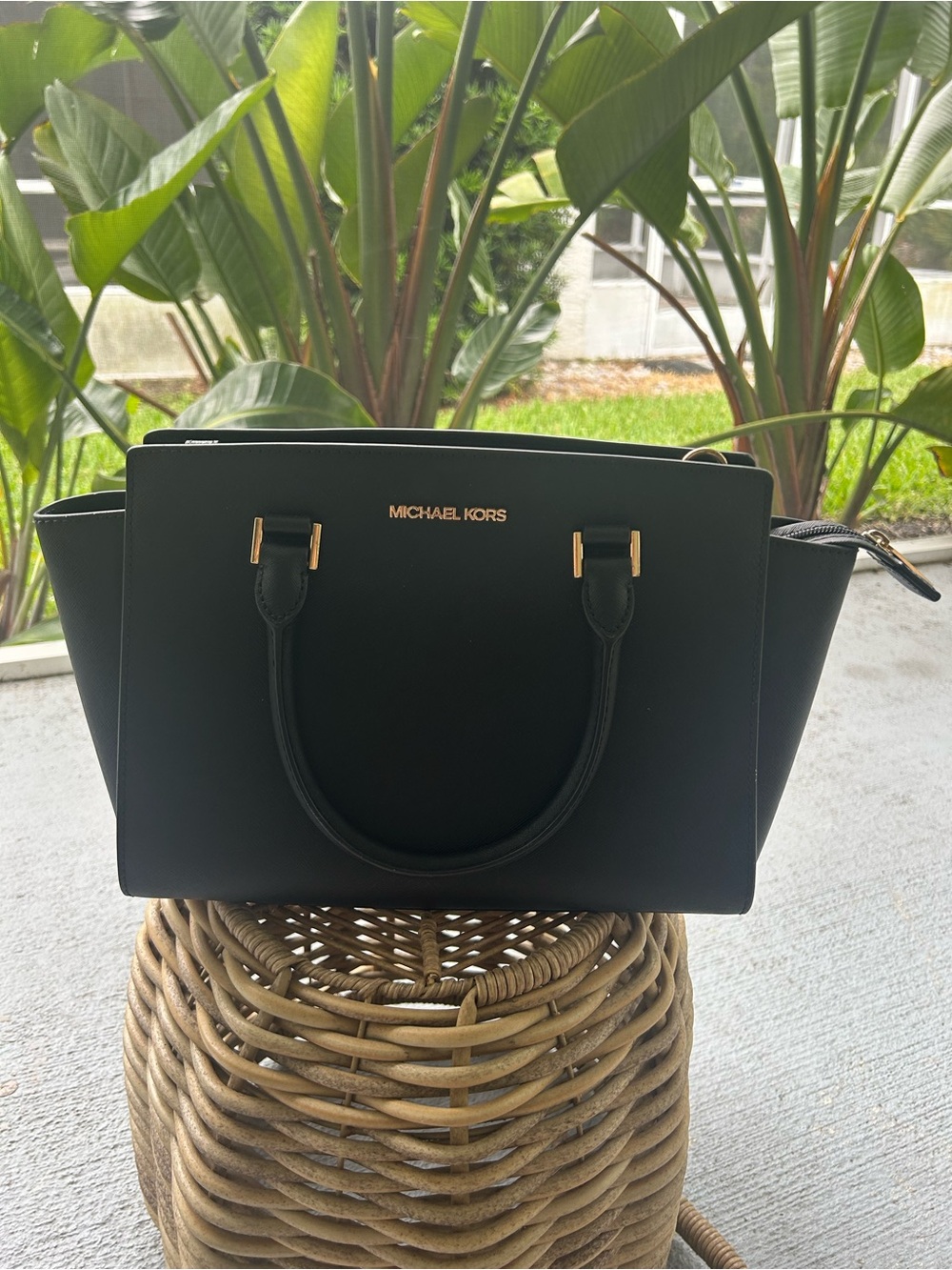 Michael Kors Black Structured Saffiano Satchel with Gold Hardware - Picture 3 of 10